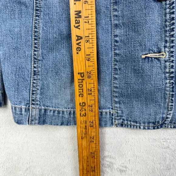 Lauren Ralph Lauren LRL Denim Chore Jacket Womens S Pockets Embellished Buttons - Picture 8 of 16